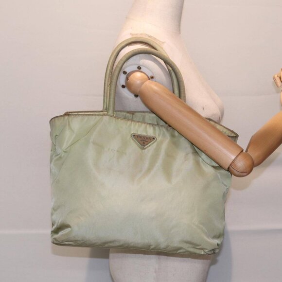 PRADA Tote Bag Nylon Silver Pistachio Green - Picture 7 of 14
